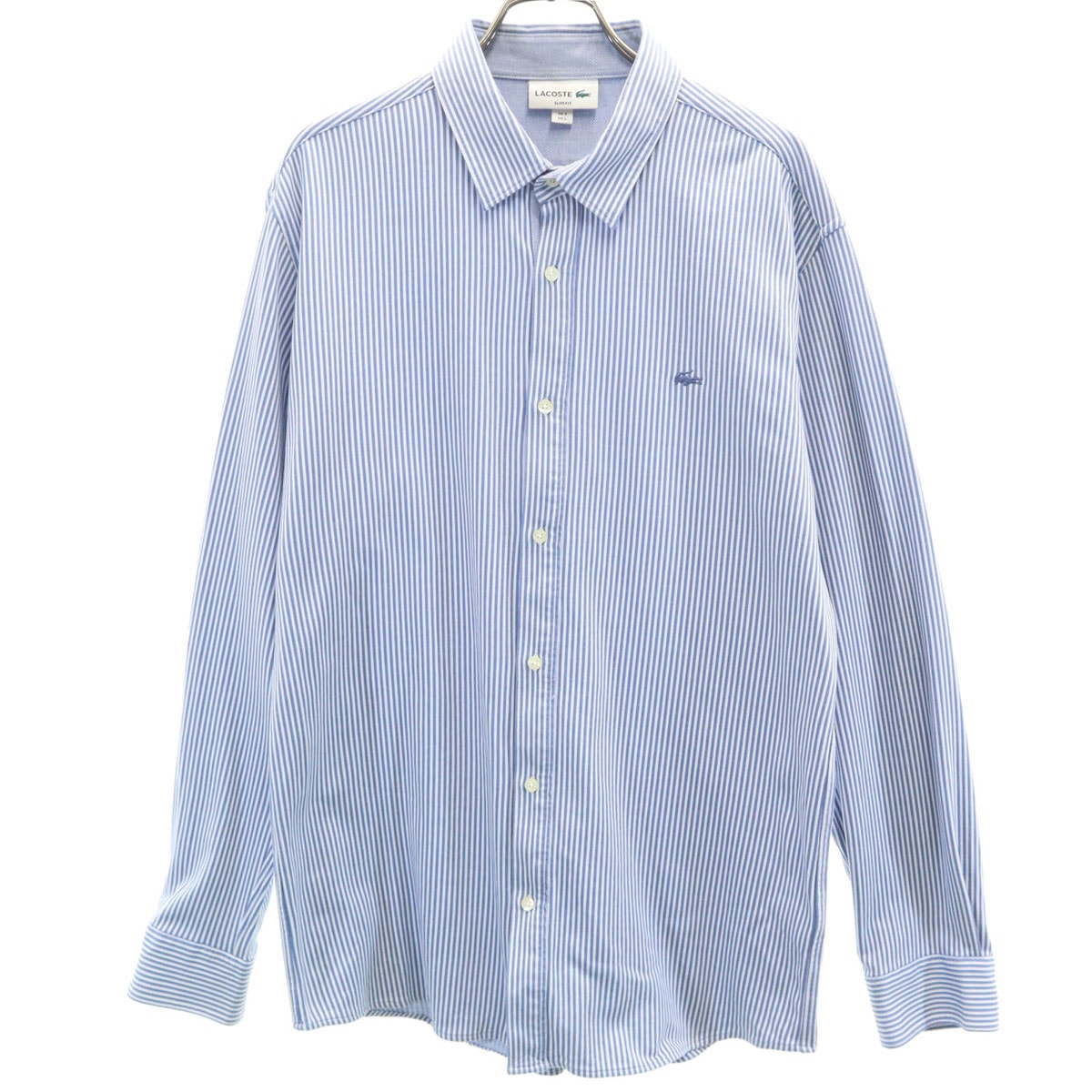 LACOSTE ラコステ ストライプ 長袖 シャツ L ブルー系 SLIM FIT