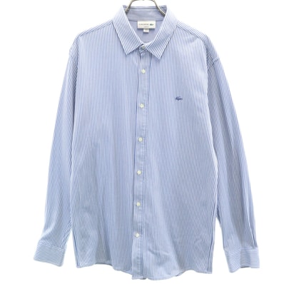 LACOSTE ラコステ ストライプ 長袖 シャツ L ブルー系 SLIM FIT