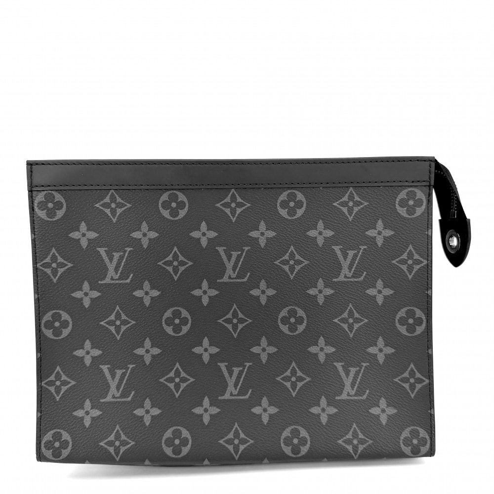 LOUIS VUITTON ルイヴィトン クラッチバッグ モノグラムエクリプス ポシェットヴォワヤージュMM セカンドバッグ M61692    ブラック 黒 ガンメタル金具 メンズ【中古品】