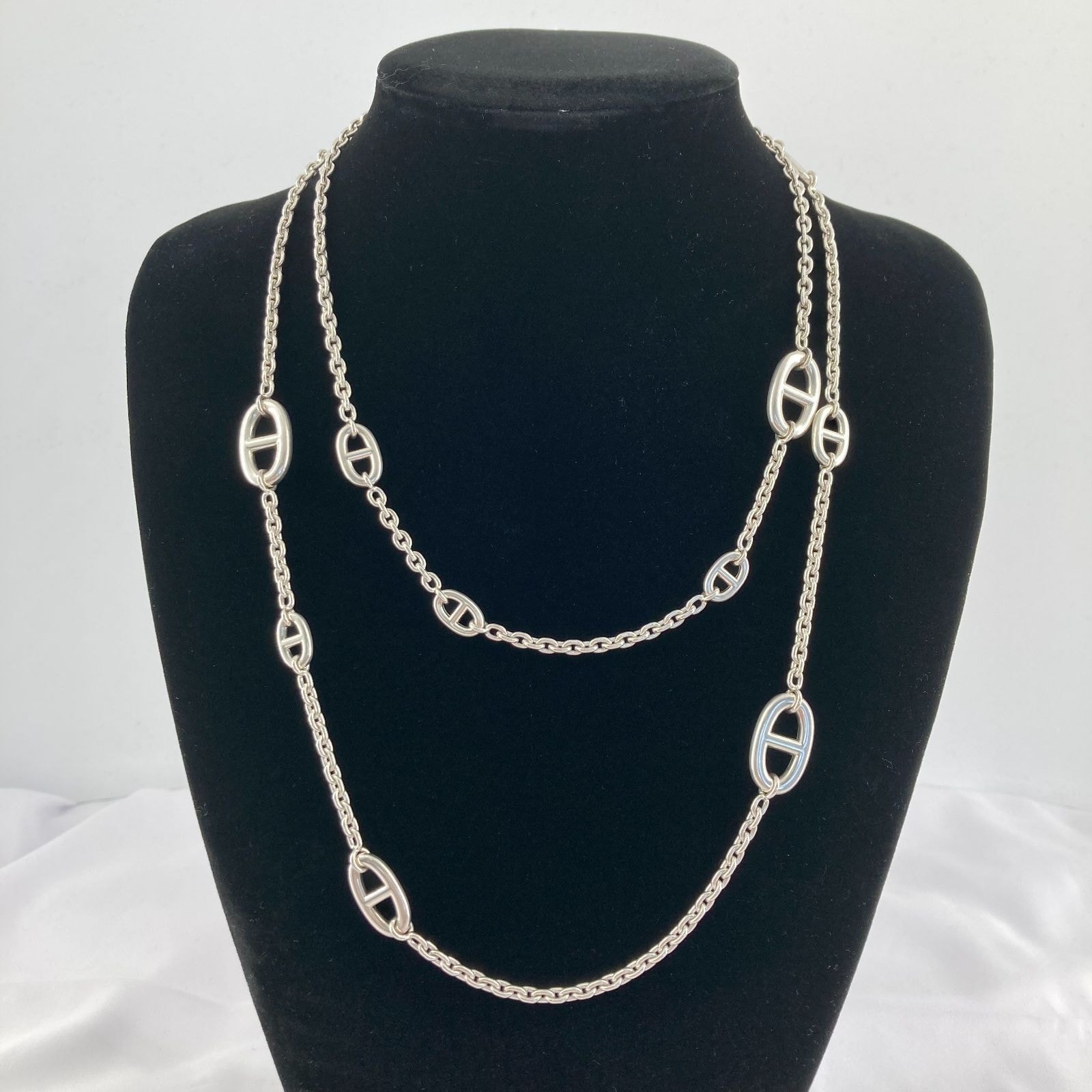 HERMES(エルメス) シェーヌダンクル ファランドール ロング N120 ネックレス シルバー