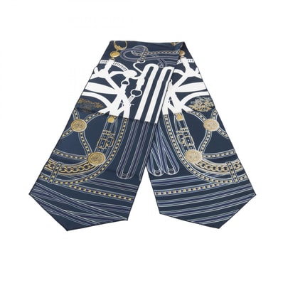 エルメス HERMES マキシツイリー GRAND TRALALA スカーフ 衣料品 シルク シルク レディース ネイビー系 / マルチカラー 【中古】