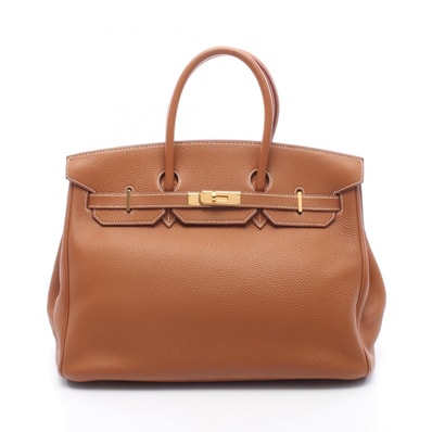 エルメス HERMES バーキン35 ハンドバッグ バッグ レザー トリヨンクレマンス トリヨンクレマンス ゴールド □F刻印(2002年製造) レディース ブラウン系 【中古】