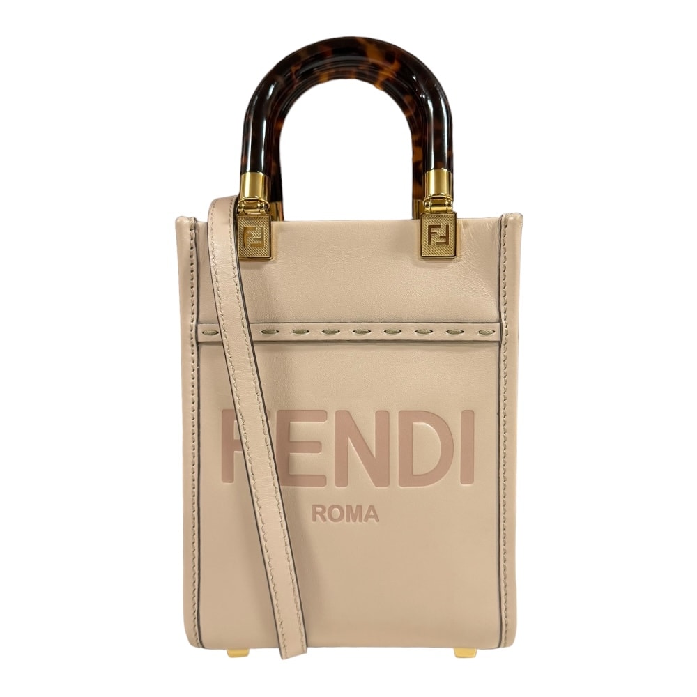 フェンディ サンシャインショッパーミニ ショルダーバッグ レザー 8BS051 ABVL ベージュ レディース FENDI  中古