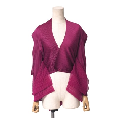 ■美品■PLEATS PLEASE ISSEY MIYAKE プリーツプリーズ イッセイミヤケ カーディガン サイズF プリーツ 変形 フリル ジャケット【おすすめ】 ブランド古着【中古】20250826/RA5926