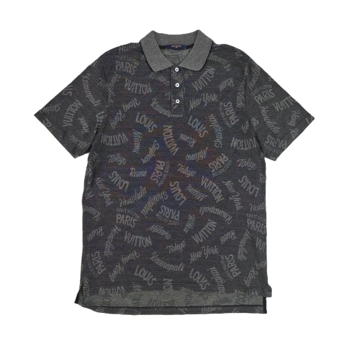 LOUIS VUITTON ルイ・ヴィトン ロゴプリント 半袖  総柄 ポロシャツ RM181M FME HEY07W XXL コットン  メンズ【中古】