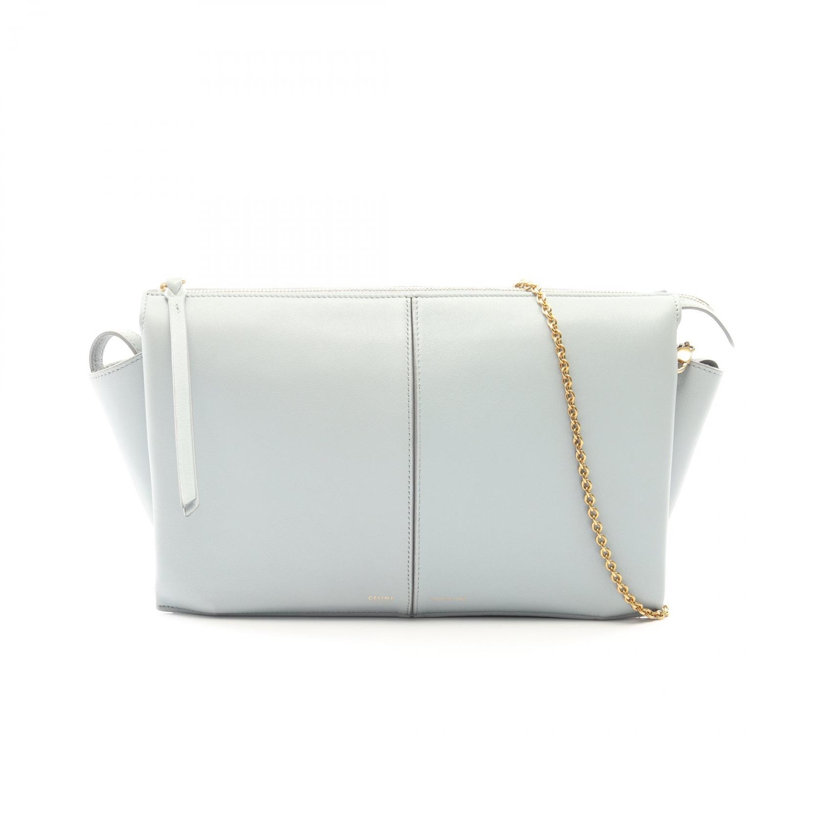 セリーヌ CELINE トライフォールド ショルダーバッグ バッグ レザー レディース ブルー系 【中古】