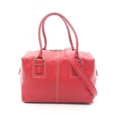 トッズ TOD'S トートバッグ バッグ レザー レディース レッド系 【中古】