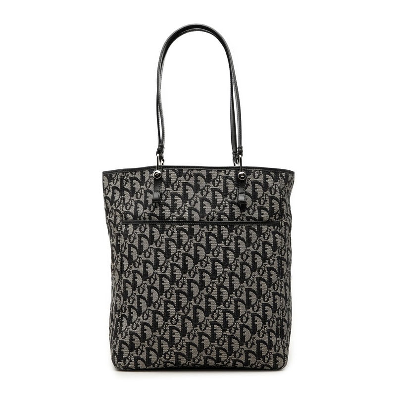 ディオール トロッター トートバッグ ハンドバッグ ショルダー ネイビー キャンバス レザー レディース Dior 【中古】