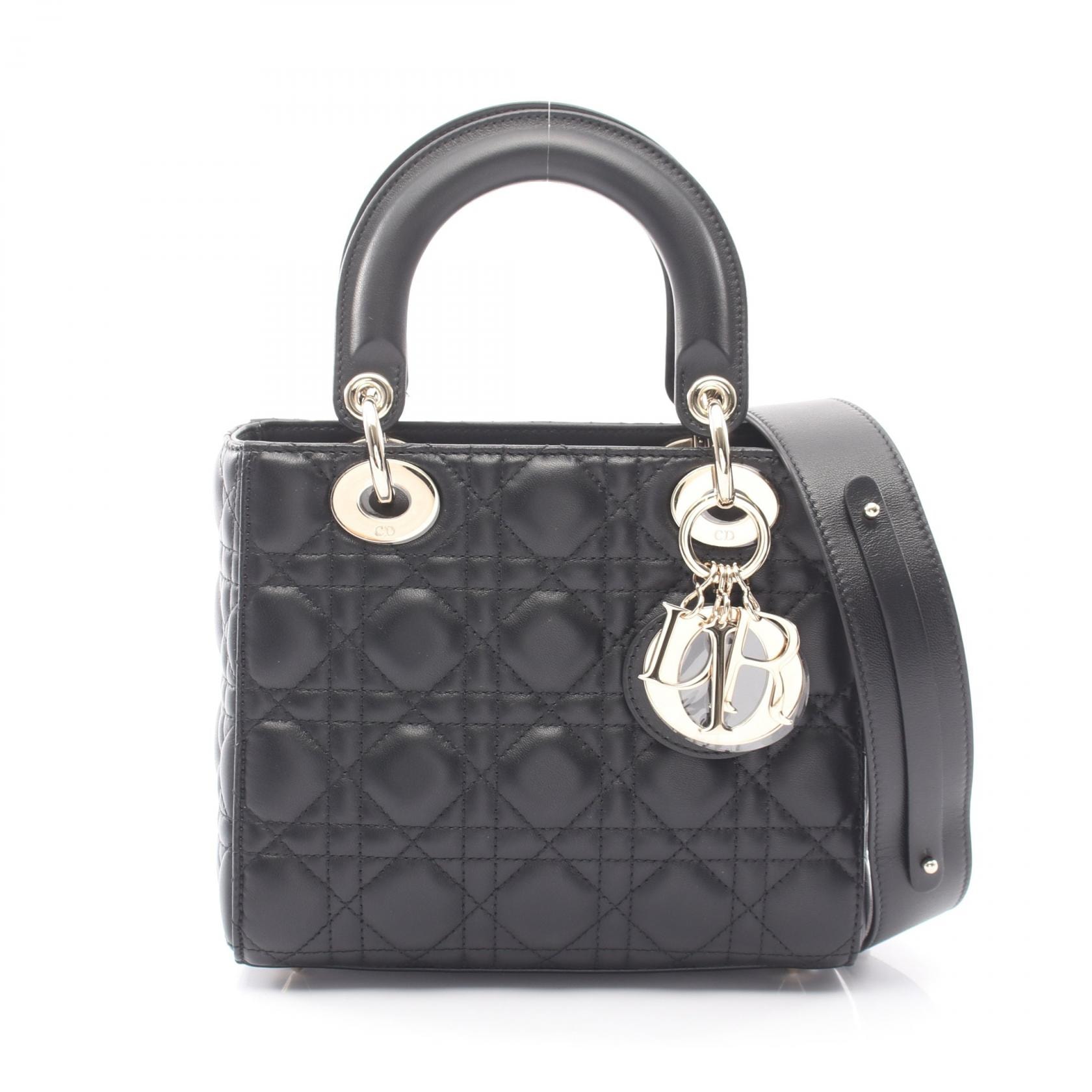 ディオール Dior Lady Dior My ABCDior バッグ スモール カナージュ 2WAY ハンドバッグ バッグ レザー レディース ブラック系 M0538ONGEM900 【新品】