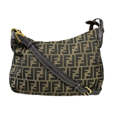 フェンディ ズッカ ショルダーバッグ キャンバス 8BT146 ブラウン レディース FENDI 中古