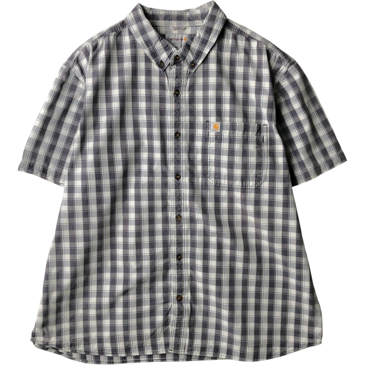 古着 カーハート Carhartt RELAXED FIT 半袖 ボタンダウン ワークチェックシャツ メンズXXL相当/eaa637758