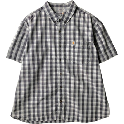 古着 カーハート Carhartt RELAXED FIT 半袖 ボタンダウン ワークチェックシャツ メンズXXL相当/eaa637758
