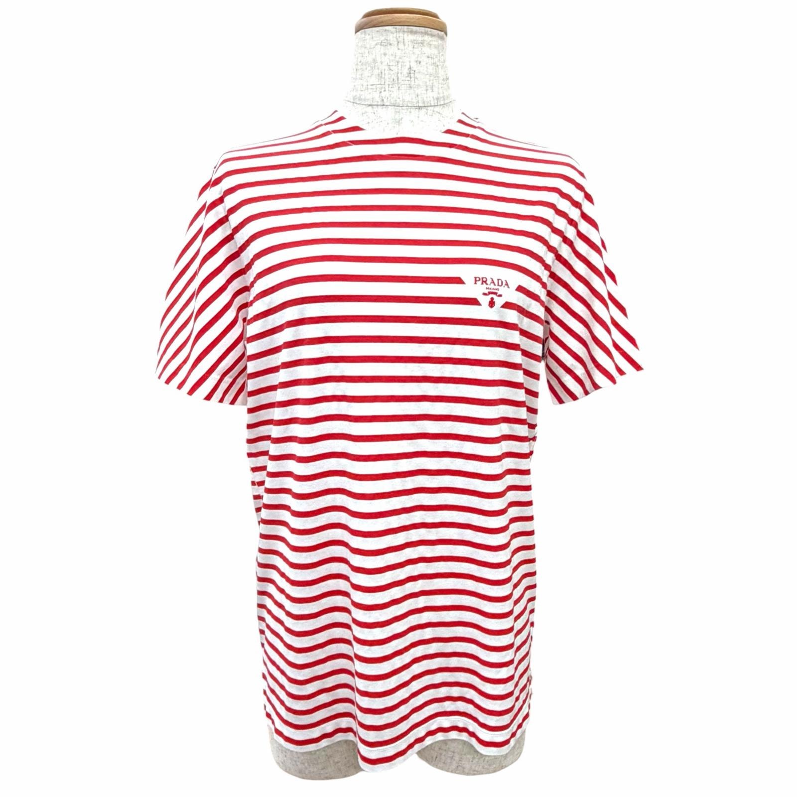 未使用品 プラダ トライアングルロゴ ボーダー 半袖Tシャツ XS 3590A