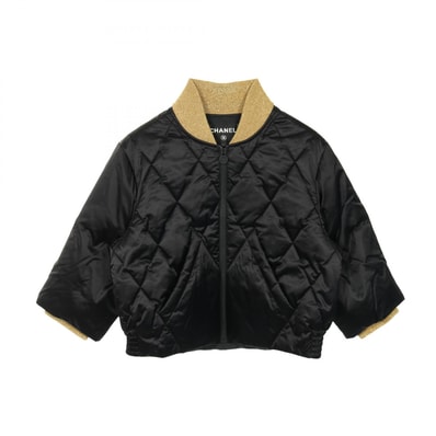 シャネル CHANEL キルティング ダウンジャケット 衣料品 アウター ナイロン レディース ブラック系 / ゴールド系 P57120V43068 【中古】