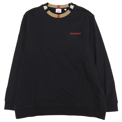 バーバリー 新品同様 コットン ロゴ トレーナー トップス メンズ ブラック XXL 8078104 XXL