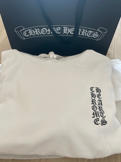 Chrome Hearts Vertical Logo Pullover Hoodie "White"