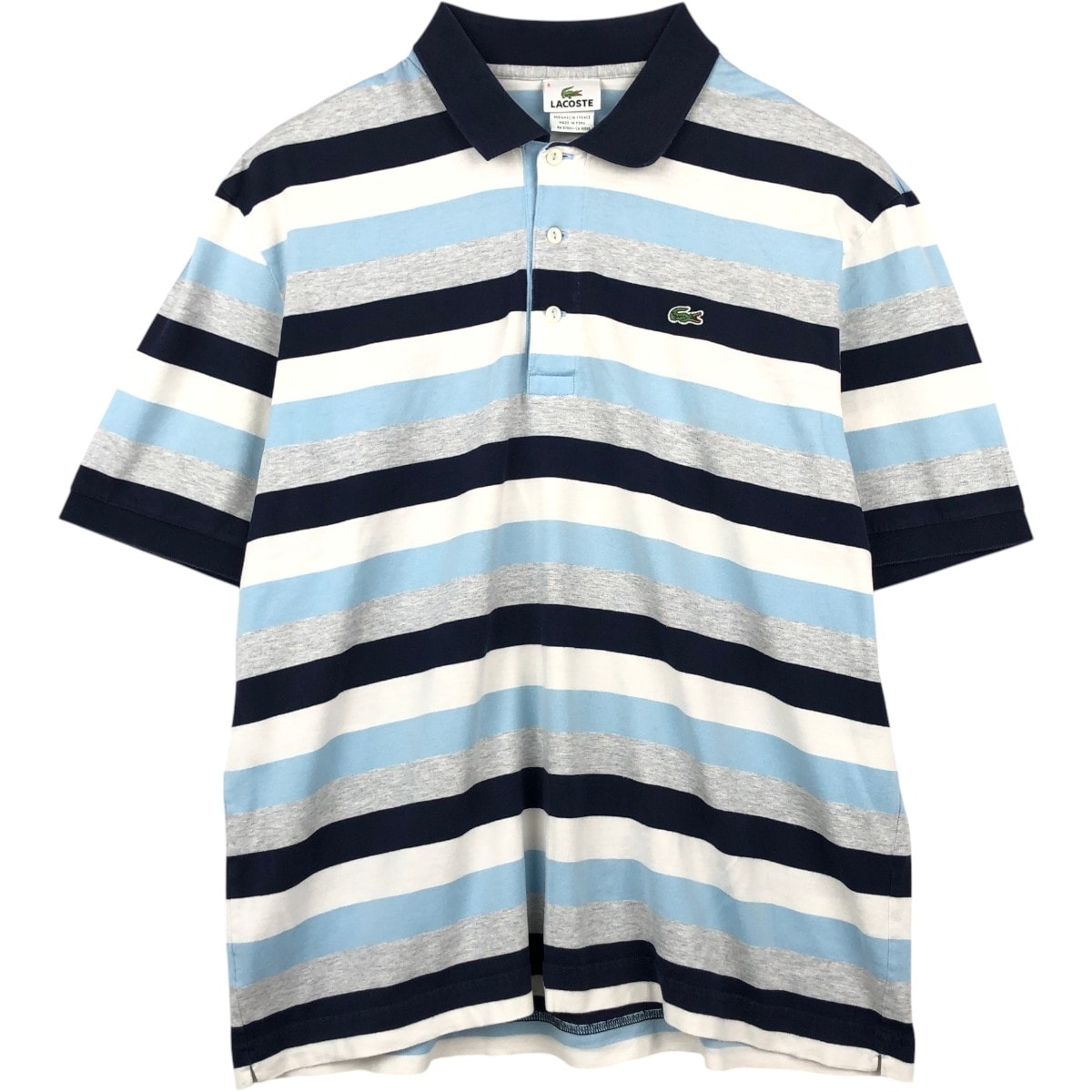 古着 ラコステ LACOSTE フランス企画 マルチボーダー 半袖 ポロシャツ 6 メンズXL相当/eaa656998