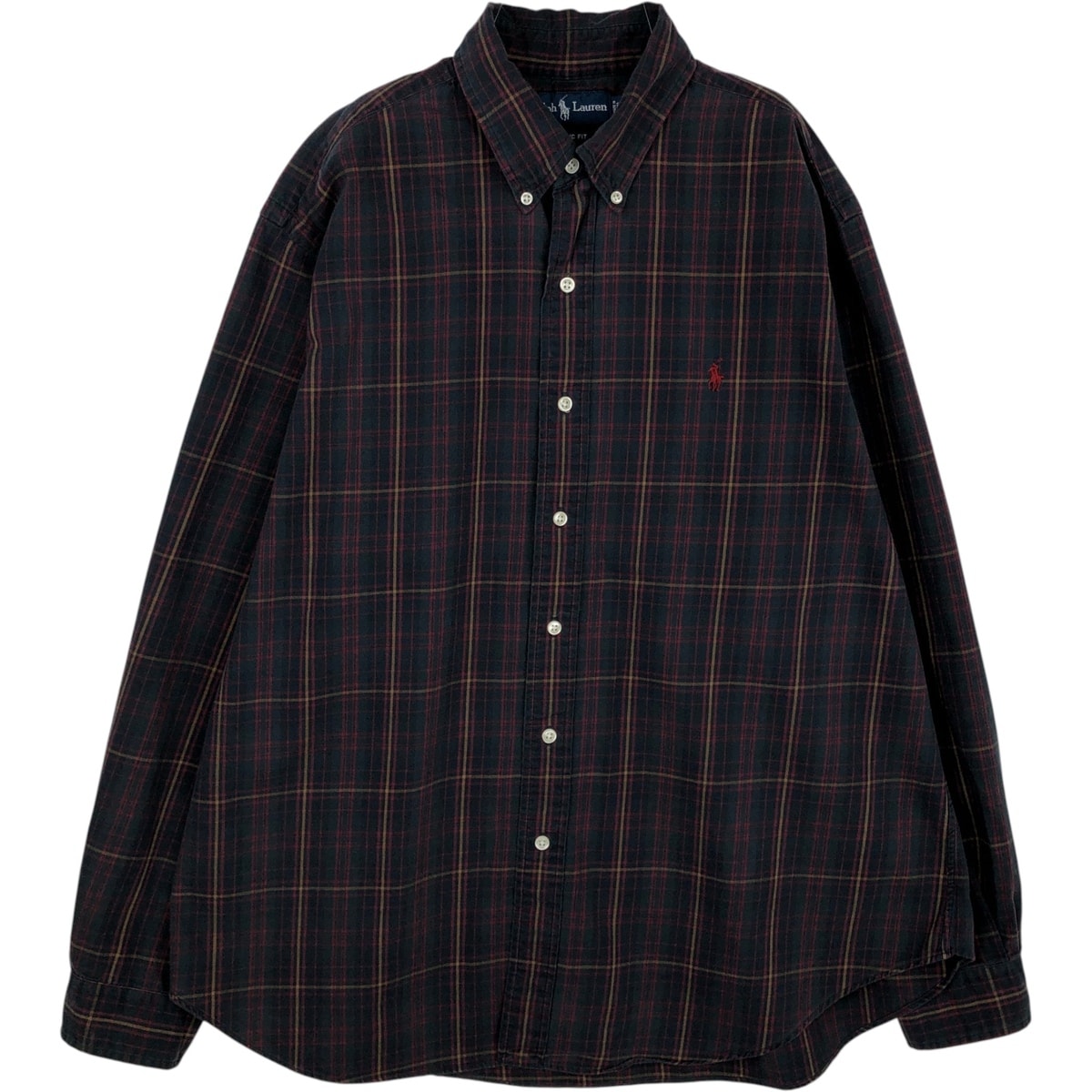 古着 ラルフローレン Ralph Lauren CLASSIC FIT 長袖 ボタンダウン ライトネルチェックシャツ メンズXL相当/eaa637903