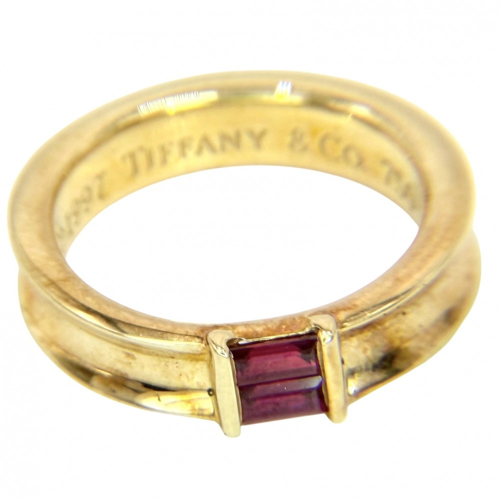 TIFFANY&Co. ティファニー 指輪 スタッキングリング ジュエリー アクセサリー Au750 18金YG K18イエローゴールド ルビー 約10号 ゴールド レディース 約5.5g【中古品】