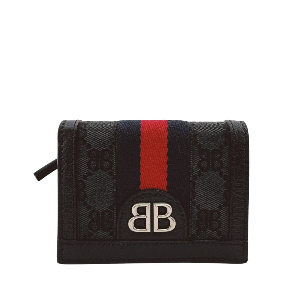 グッチ GUCCI 二つ折り財布 ハッカープロジェクト グッチ×バレンシアガ コンパクトウォレット 680385 ブラック