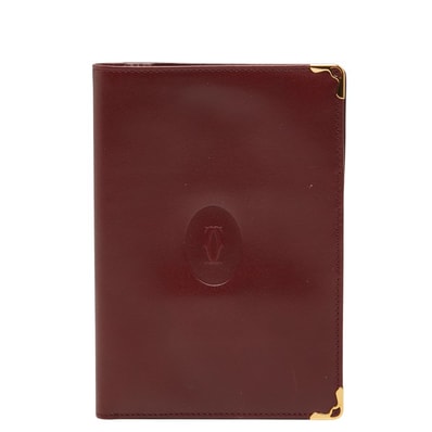 カルティエ マストライン 長財布 二つ折り財布 ワインレッド ボルドー レザー レディース CARTIER 【中古】