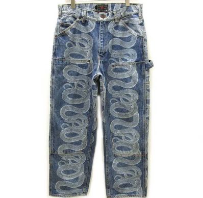 Supreme x HYSTERIC GLAMOUR Snake Double Knee Denim Painter Pant "Blue"