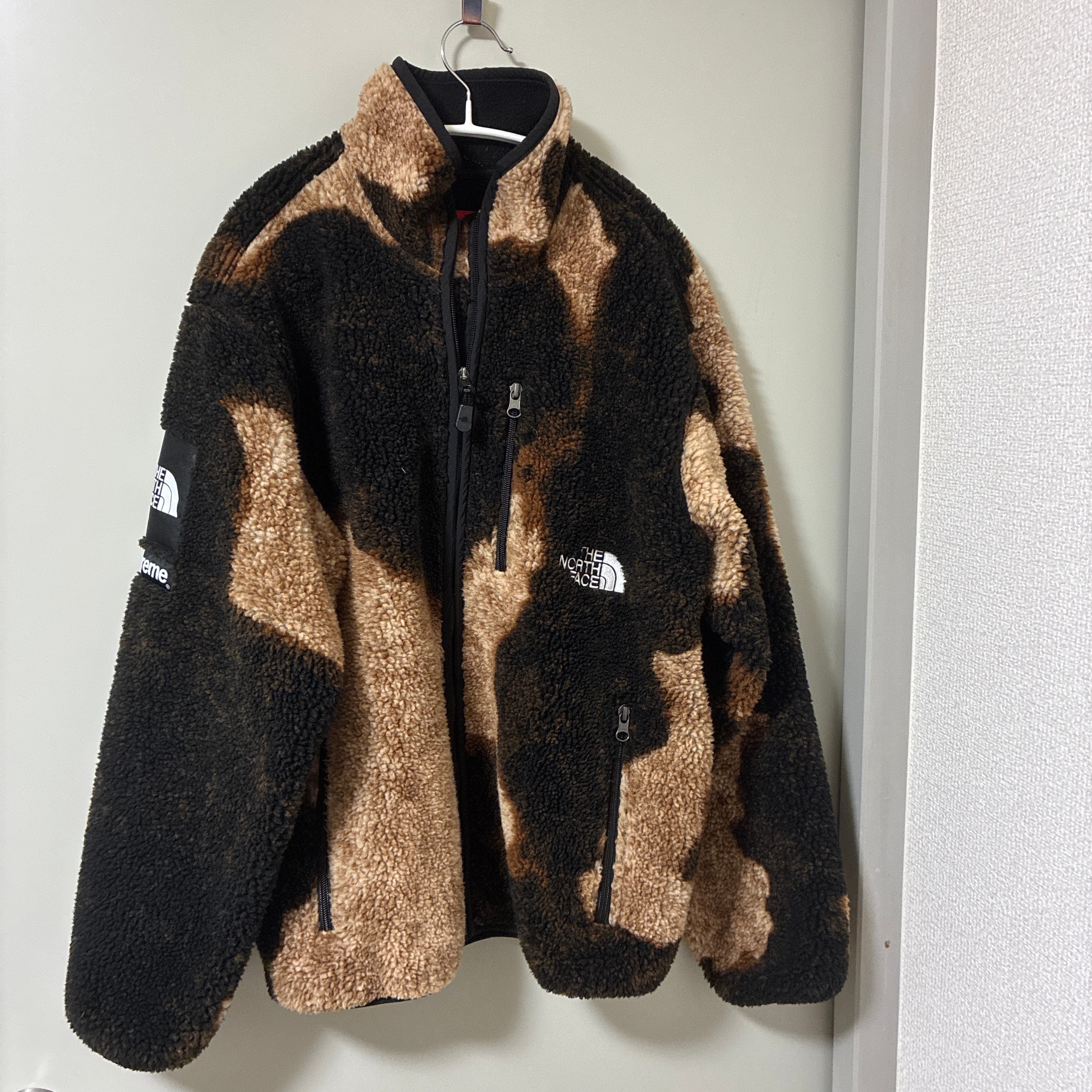 Supreme x The North Face Bleached Denim Print Fleece Jacket "Black"