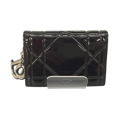 Christian Dior クリスチャンディオール エナメル カナージュ カードケース ブラック