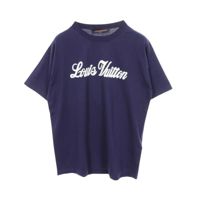 ルイ・ヴィトン LOUIS VUITTON グラフィックロゴ 半袖 ニット 衣料品 トップス コットン メンズ ネイビー系 【中古】