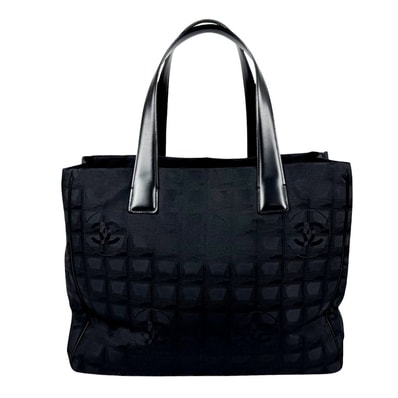 シャネル CHANEL トートバッグ ニュートラベルライン ナイロンジャガード/レザー ブラック レディース【中古】 z11187