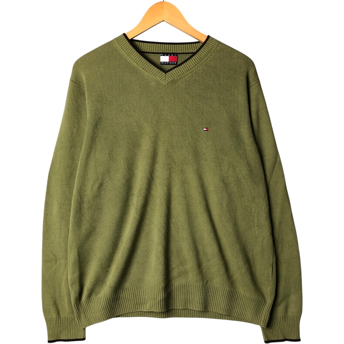 古着 トミーヒルフィガー TOMMY HILFIGER Vネック コットンニットセーター メンズM相当/eaa582269
