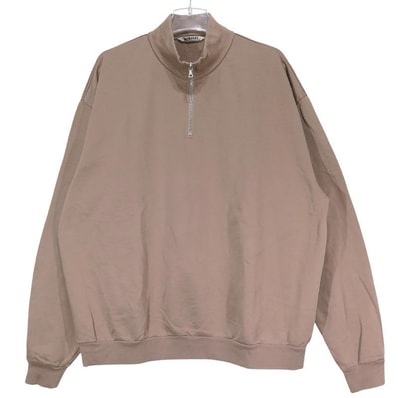 AURALEE Elastic High Gauge Sweat Half Zip P/O "Gray Beige"