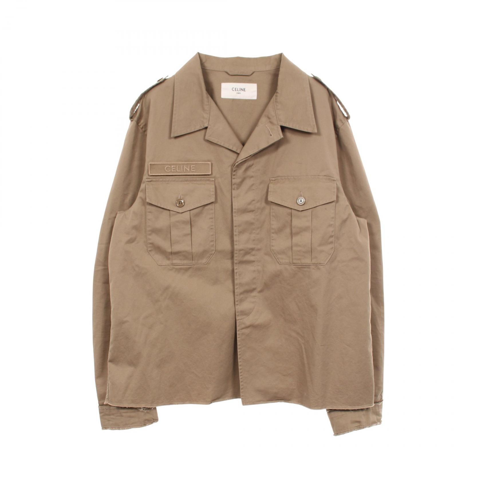 セリーヌ CELINE SAHARIENNE JACKET カットオフ ブルゾン 衣料品 アウター コットン メンズ ベージュ系 【中古】