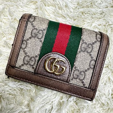 GUCCI GG Supreme Ophidia GG Card Case Wallet "Beige/Ebony"