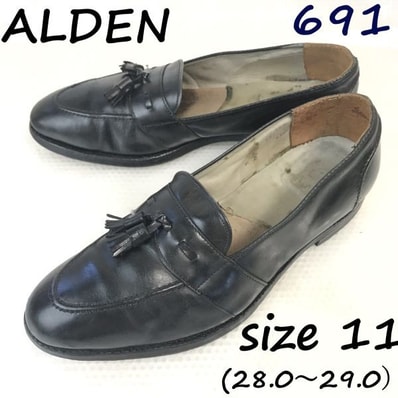 試着交換OK!オールデン/ALDEN/691 TASSEL LOAFER★タッセルローファー/モカシン/スリッポンシューズ【11/28.5-29.5/黒/BLACK】90s?dress Shoes◆bi-126