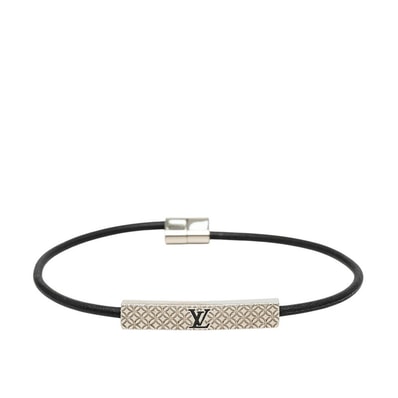 ルイ ヴィトン ブレスレット シャンゼリゼ ロゴプレート ブレスレット M8332 シルバー メタル レザー レディース LOUIS VUITTON 中古