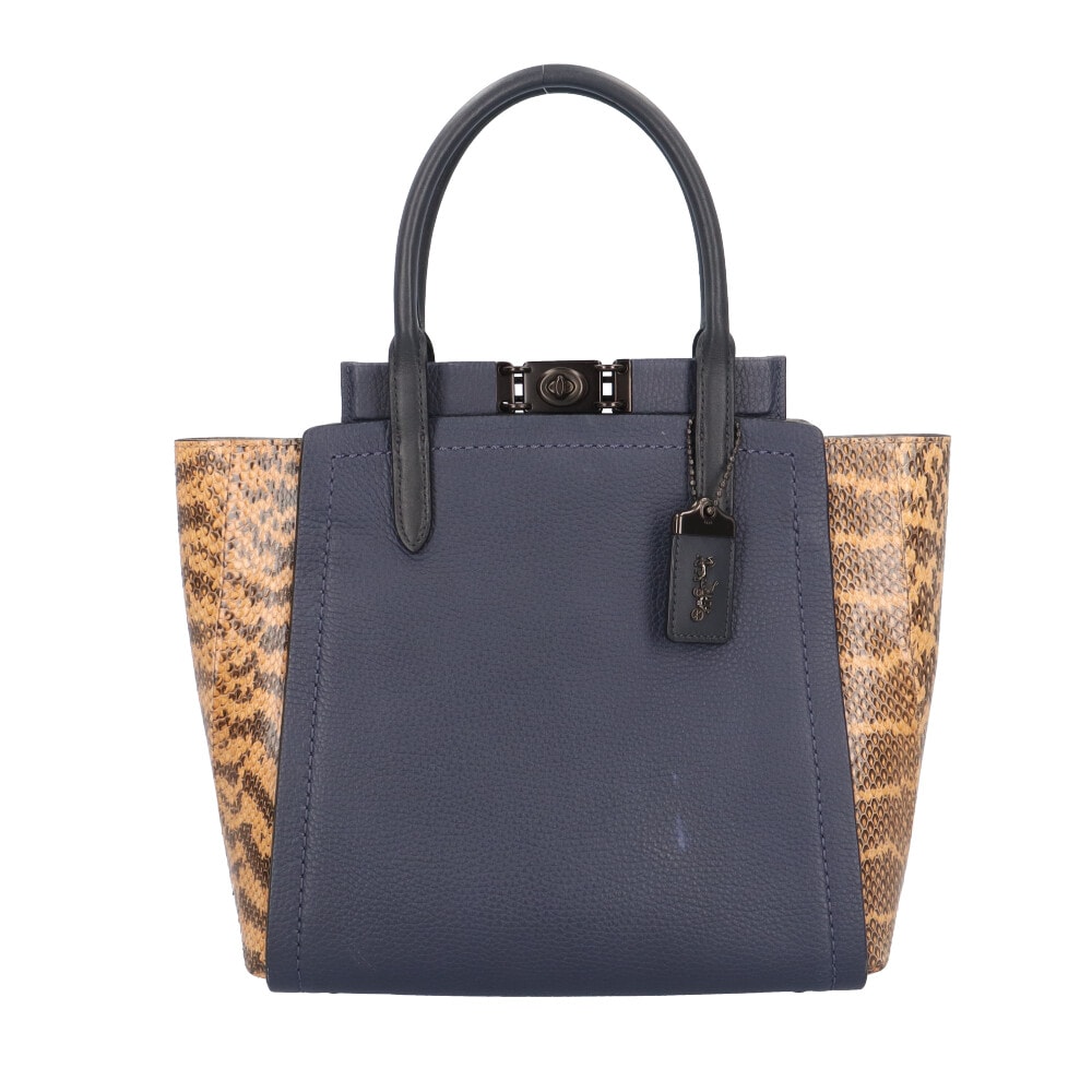 コーチ トループ ハンドバッグ レザー 79474 ネイビー レディース COACH  中古