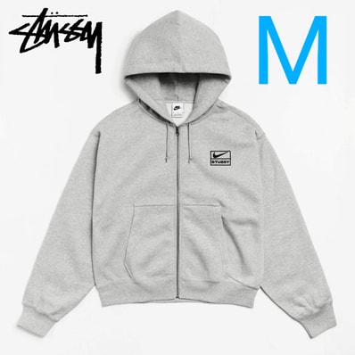 Stussy x Nike Fleece Zip Hoodie "Grey Heather" (US Size) FJ9181-050