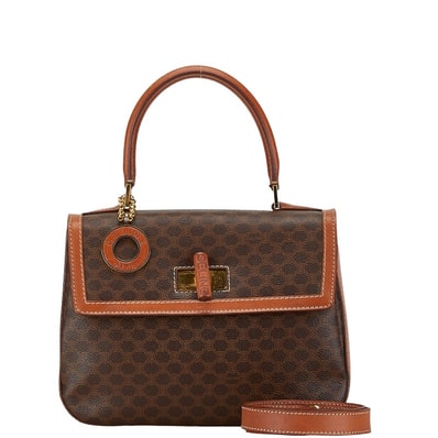 セリーヌ マカダム ハンドバッグ ショルダーバッグ 2WAY ブラウン PVC レザー レディース CELINE 中古