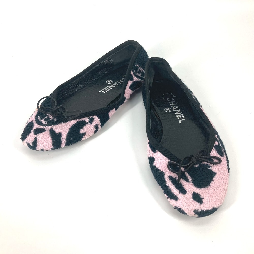 シャネル CHANEL リボン ルームシューズ りぼん バイカラー 靴 室内シューズ スリッパ パイル ピンク