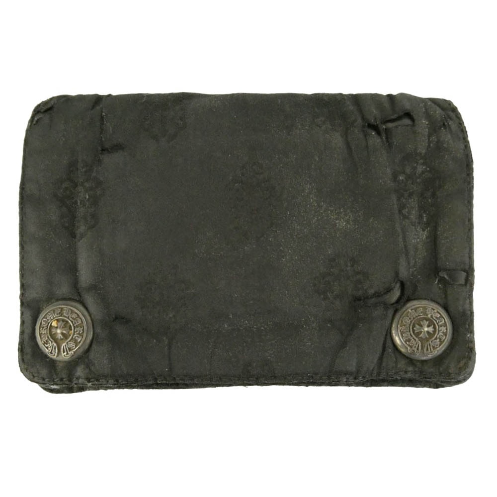 CHROME HEARTS クロムハーツ(原本無) 2ZIP WALLET NYLON 2ジップ ナイロン ウォレット 二つ折り財布 ブラック系【中古】