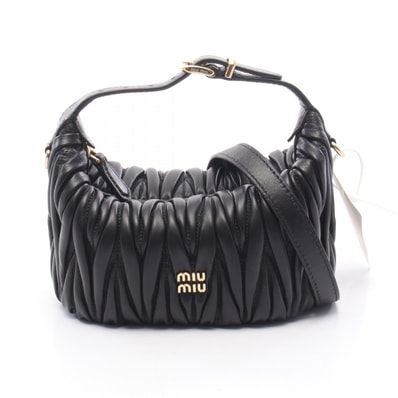 ミュウ ミュウ Miu Miu MATELASSE'MIU マテラッセ ハンドバッグ バッグ レザー レディース ブラック系 5NE026 【中古】
