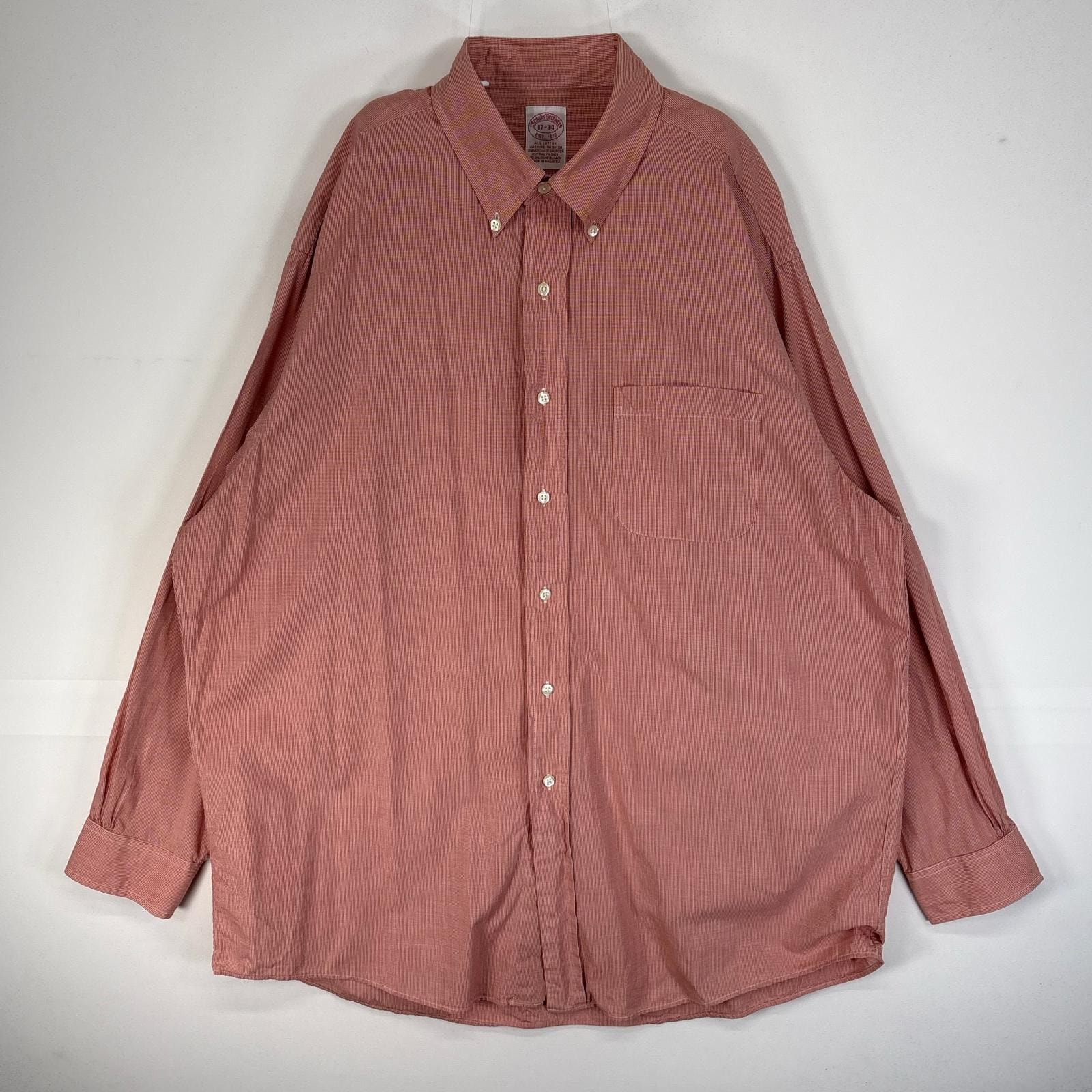 古着 80's~90's/80年代~90年代 ヴィンテージ ブルックスブラザーズ Brooks Brothers 長袖シャツ 大きいサイズ ボタンダウン 胸ポケ XL  オレンジ系 チェック メンズ