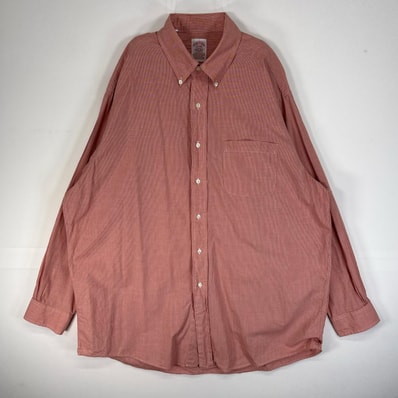 古着 80's~90's/80年代~90年代 ヴィンテージ ブルックスブラザーズ Brooks Brothers 長袖シャツ 大きいサイズ ボタンダウン 胸ポケ XL オレンジ系 チェック メンズ
