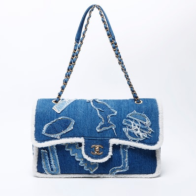 シャネル CHANEL 28番台 デニム ムートン エジプトライン ショルダーバッグ【中古】