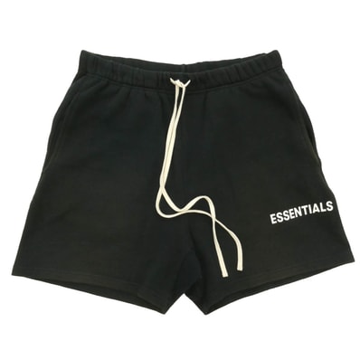FEAR OF GOD フィアオブゴッド ESSENTIALS エッセンシャルズ ドローコード ロゴ スウェット ショーツ ハーフ パンツ ブラック系 M【中古】