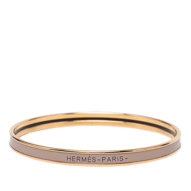 エルメス ユニ XS エナメルブレスレット バングル ベージュ系 ゴールド メッキ レディース HERMES 【中古】