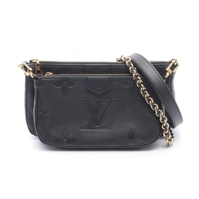ルイ・ヴィトン LOUIS VUITTON ミュルティ ポシェット アクセソワール ショルダーバッグ バッグ レザー モノグラム・アンプラント ノワール レディース ブラック系 M80399 【中古】