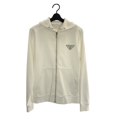 PRADA プラダ サイズXS ホワイト コットン ナイロン/ ジップアップパーカー フーディ 602708 【中古】