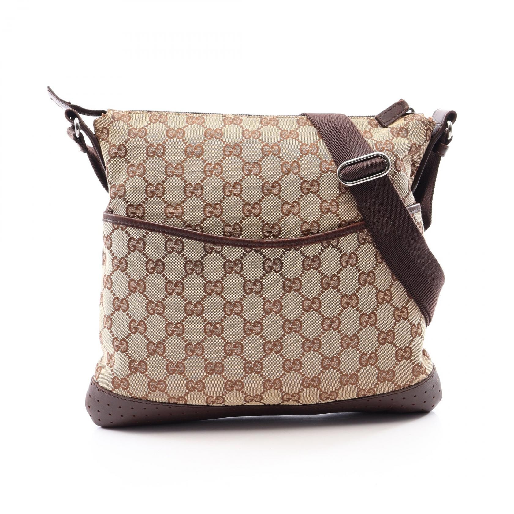 グッチ GUCCI GGキャンバス ショルダーバッグ バッグ キャンバス レザー レディース ベージュ系 / ブラウン系 145857 【中古】